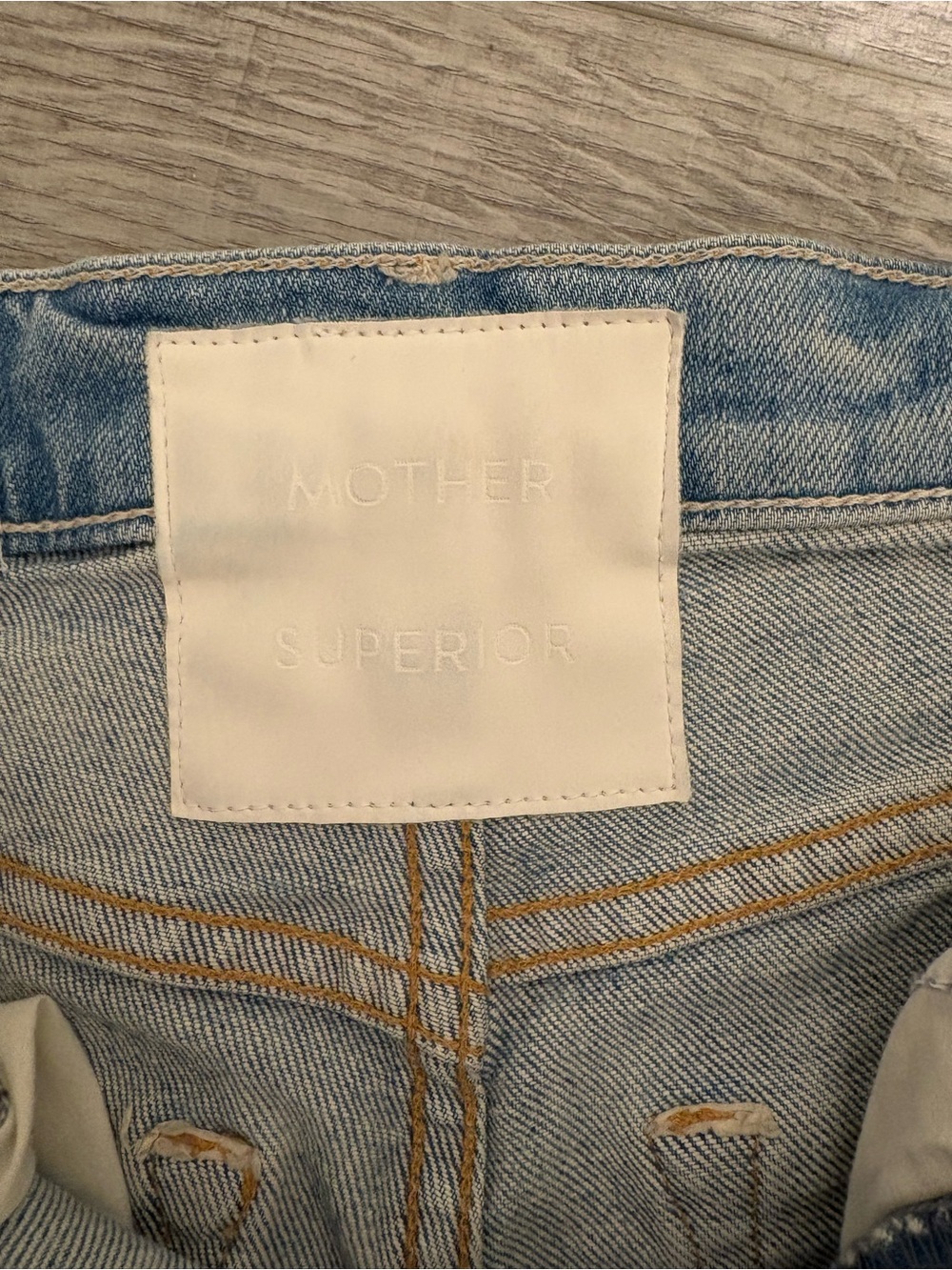 MOTHER Light Blue Straight Distressed Jeans - Picture 5 of 6